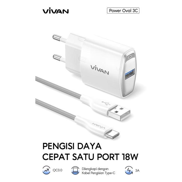 Charger Cas Type-C Tipe C Fast Charging VIVAN Power Oval 3C