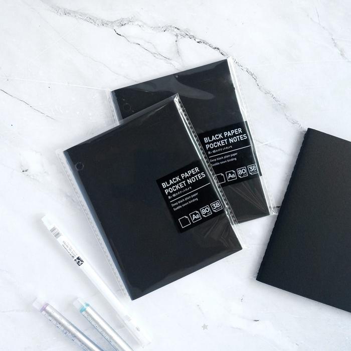 Black Paper Plain Notebook Pocket Notes / A5 / B5 [PP]