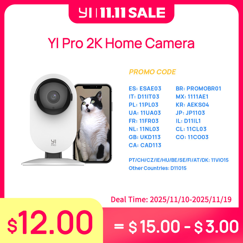 Yi Pro Home 2K Wifi Surveillance Camera 3Mp Ip Cctv Smart Home Baby Pet Monitor Security Protection