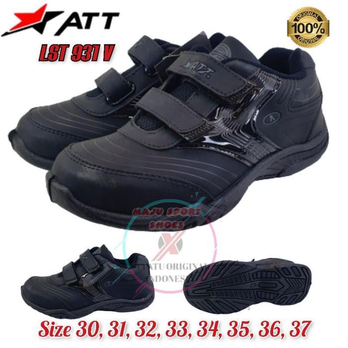 ezbu- Sepatu Sekolah Pro Att Lst 931 V Perekat Hitam Polos / Sepatu Anak Sekolah Pro Att