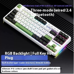 Aula F87 Mechanical Keyboard Three Mode Rgb Hot Plug Wireless Game Keyboard Pbt Gasket Spider F87 Ke