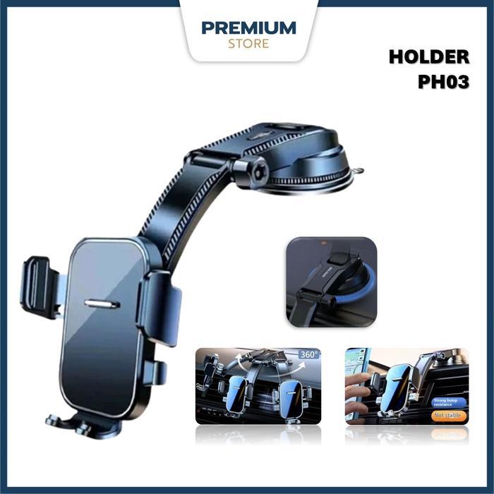 New PH03 Holder HP Mobil Dashboard 360 Suction Cup Kuat Lengan Panjang fleksibel car-phone holder