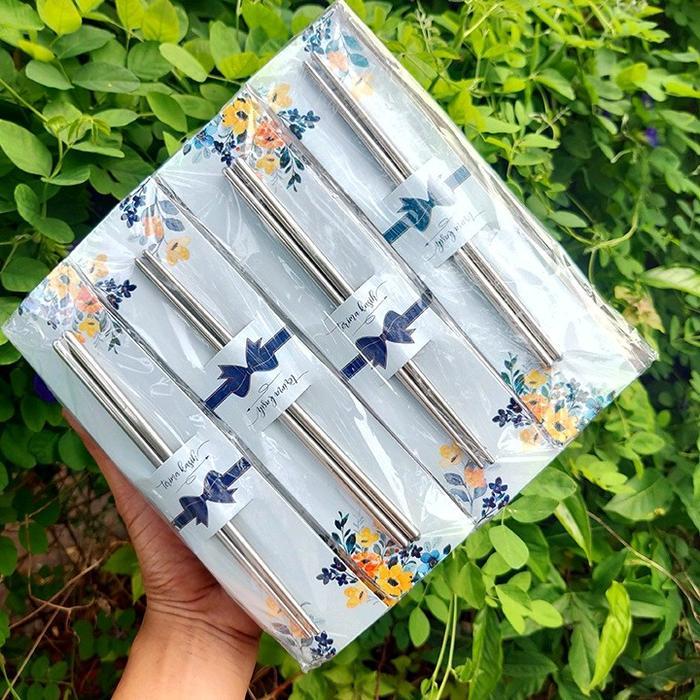 MuraHTerjamin- ( Isi 50Pcs ) Sumpit Stenlis Kemasa Kertas Alas Shabby