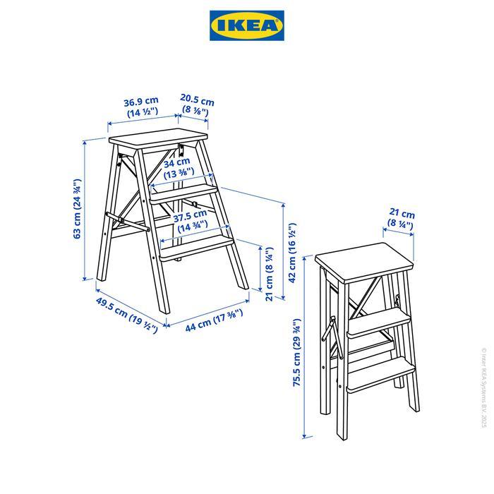 Ikea Bekvam Tangga 3 Tingkat Serbaguna Hitam 63 Cm Kayu