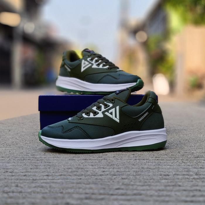 TERMURAH Vanderzu Original FR302 Sepatu Sneaker Olahraga Casual Running Shoes Pria Wanita Army Lis