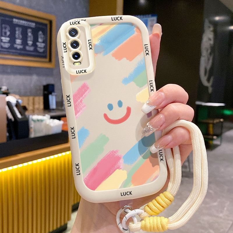 Casing Hp untuk VIVO Y20 Y20i Y20s Y20A Y20G Y12A Y12S Y11s Case Casing Pelangi tersenyum pola Kesin