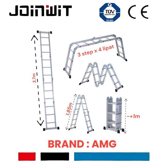 Tangga Lipat Multifungsi Amg 3,7 Meter / Tangga Aluminium 3.7Meter Amg