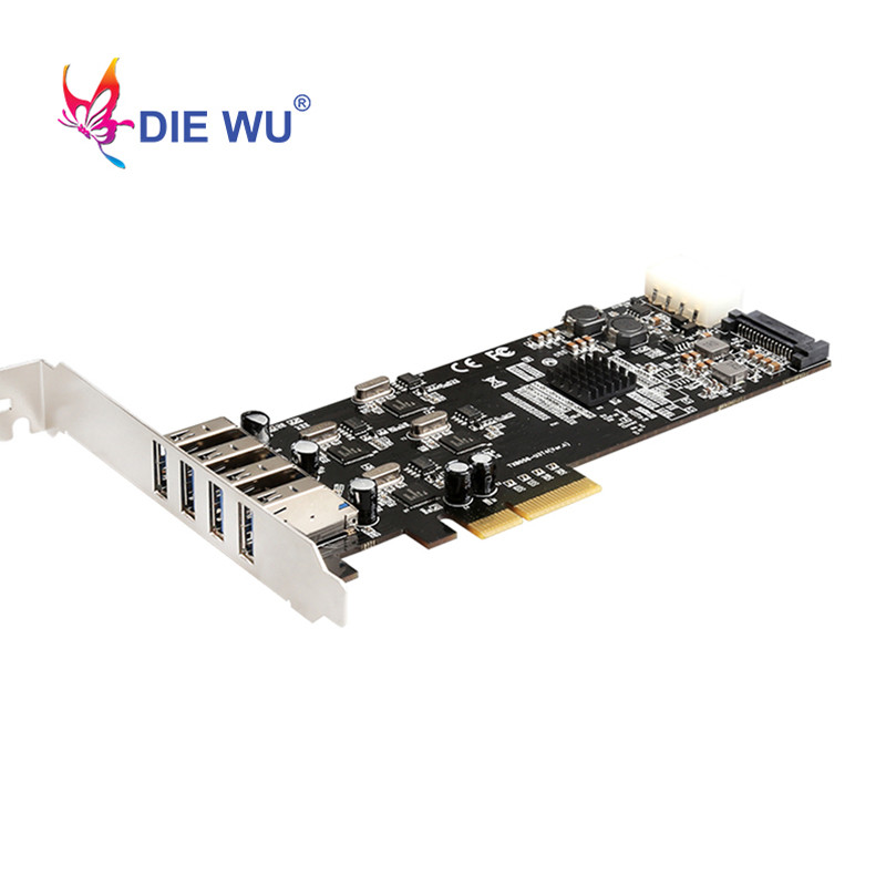 STOK TERBATAS  Supper speed 20G PCIe 4X to 4 channel USB 3.0 Expansion card PCI Express Riser Card C