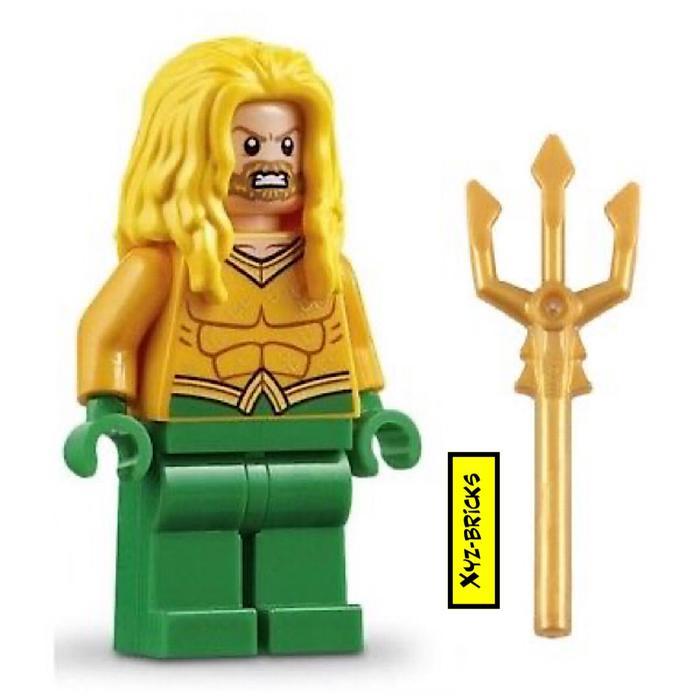 LEGO SH557 - DC Super Heroes Aquaman Minifigure with Trident Warm Gold