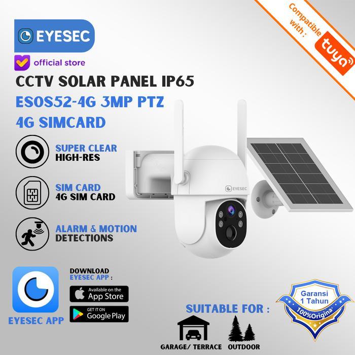 CCTV EYESEC 4G Tenaga Surya 6MP IP Camera Outdoor Siap Pakai Tanpa WiFi & Kartu SIM Solar CCTV kuota