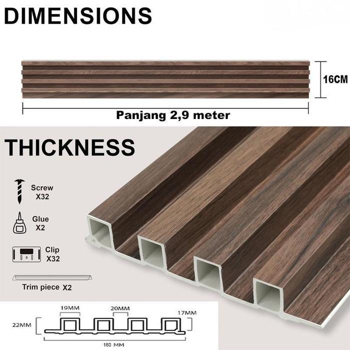 10PCS [2.9 METER X 16 CM] WALL PANEL PVC WALL PANEL/WPC WALL PANEL SOLID WOOD PANEL BOARD WALL PANEL
