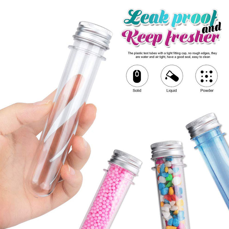 2Pcs Plastic Test Tubes 40 ML Clear Test Tubes with Screw Caps Plastic Test Tube Container