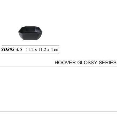 Piring Mangkok Kecil Hitam Cekung Dalam Susun Segi Kotak Melamin Awet Tebal Tahan Panas Hoover 4.5" 