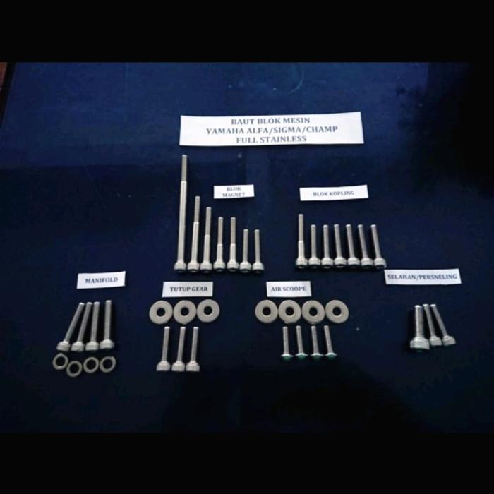 Baut Mesin Yamaha Alfa Sigma Champ Kunci L Stainless 304