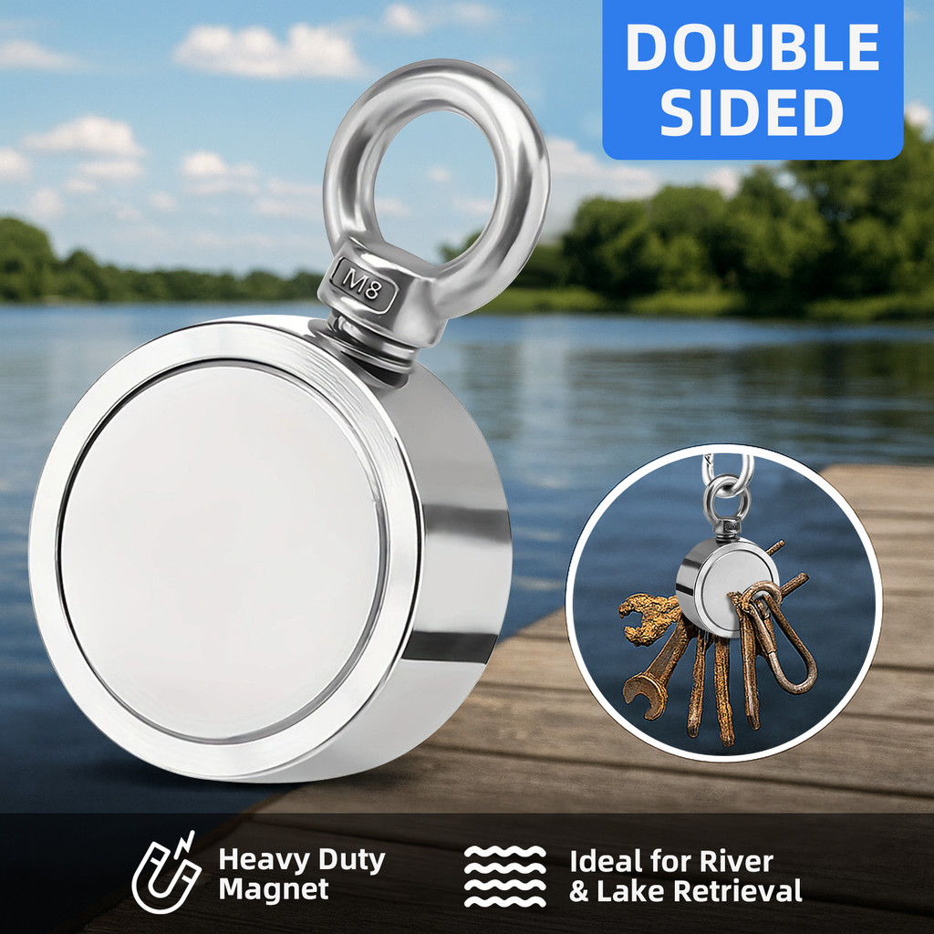 Double Sided Fishing Magnets With Strong Pulling Force, Neodymium Magnet Kit for Magnetic Fishing