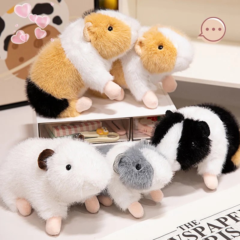 Real Life Tricolor Guinea Pig Plush Toy Guinea Pig Soft Stuffed Doll Stuffed Animal Toys Kids