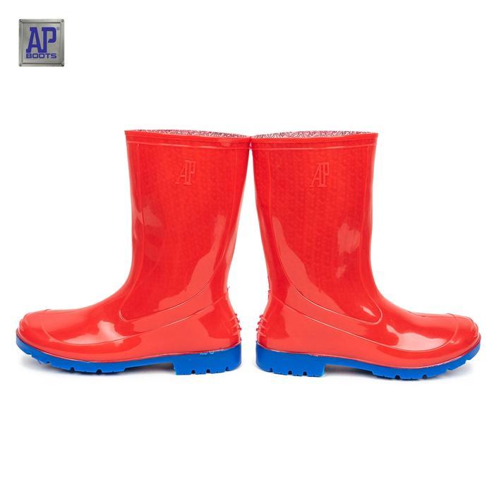 ezbu- Sepatu Boot Anak Ap Boots 2001 Merah Biru - Sepatu Boot Karet Kaki Kids