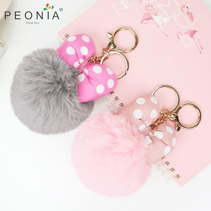 rsob- Peonia Pna Poka Mickie Pom Pom Keychain Kunci Tas