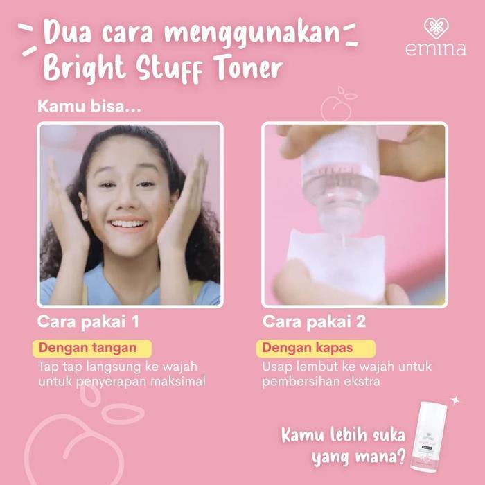 hvs EMINA 1 PAKET BRIGHT STUFF LENGKAP 7 PRODUK MINI, WAJAH GLOWING DIJAMIN ORI, BPOM