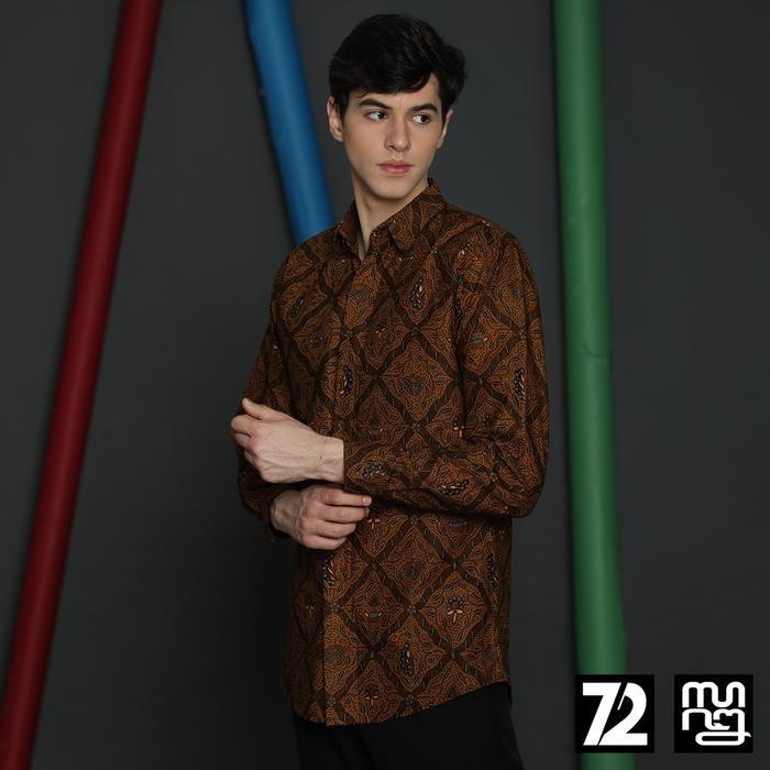 KEMEJA BATIK PRIA Premium Lengan Panjang Lawasan Jogja Solo Sogan Truntum Gurdo Coklat 723558 Cap 72