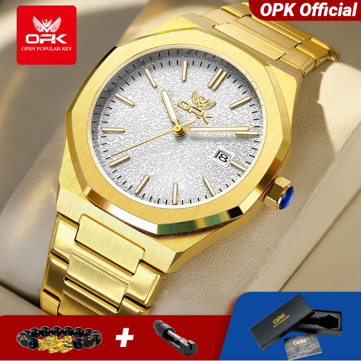 OPK 6046 Mens Watch Solid Stainless steel Calendar Waterproof Quartz Watch for Men