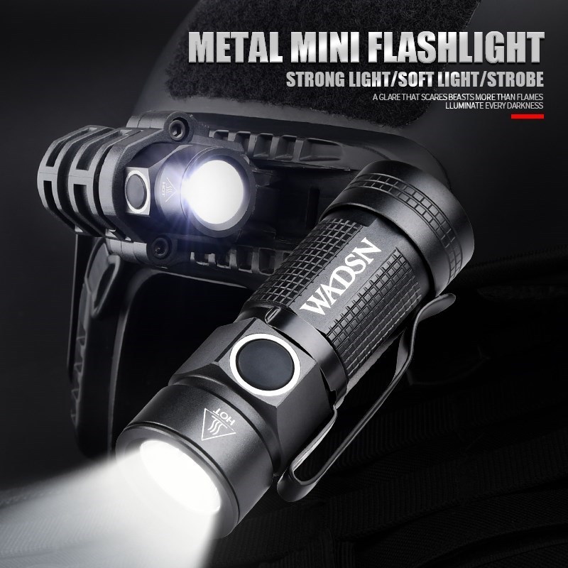 WADSN Tactical Helmet Strobe Light Hunting Scout Flashlight Helmet Scout Light With Hat Clamp Holder