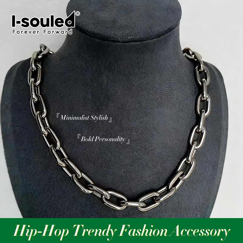 Men's Pure Titanium Necklace - 9.5mm 3D O-Link Chain, Minimalist Stylish, Bold Personality, Hip-Hop