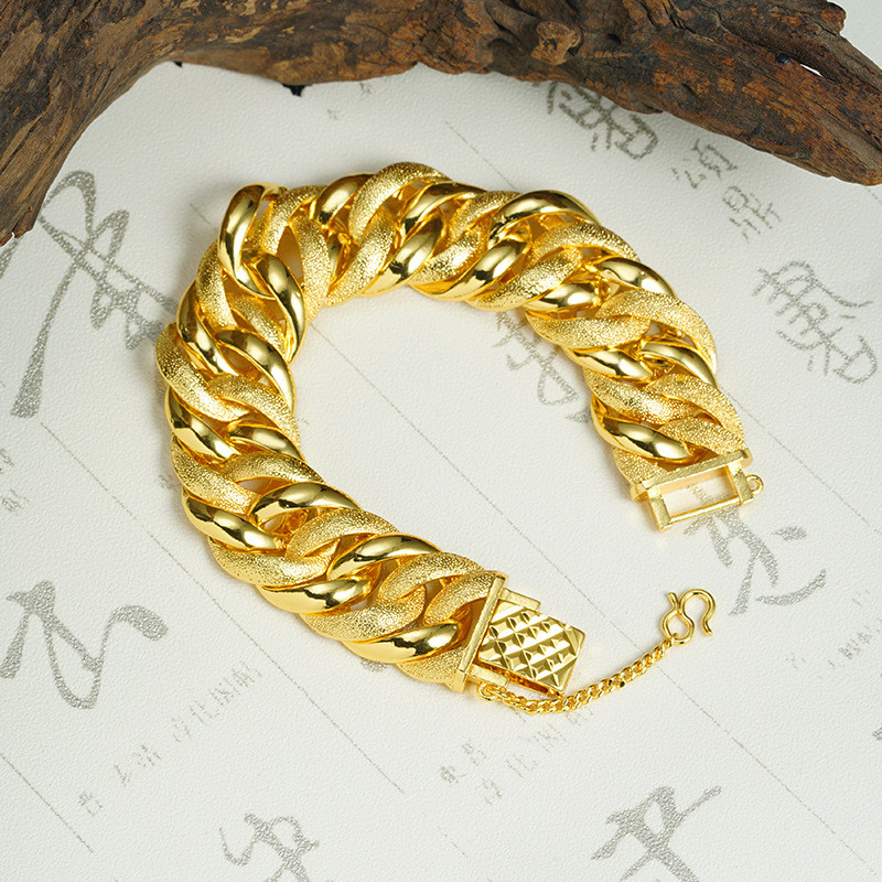 Matte Twist Boss Bracelet Men 24K Gold AU999 - Premium matte twist, 24K/AU999 pure gold, shows