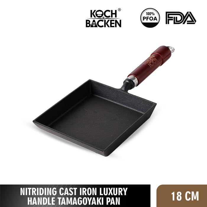 Cypruz Kitchenware - KOCH&BACKEN Nitriding Pre-seasoned Cast Iron Tamagoyaki Pan 18cm Luxury Handle