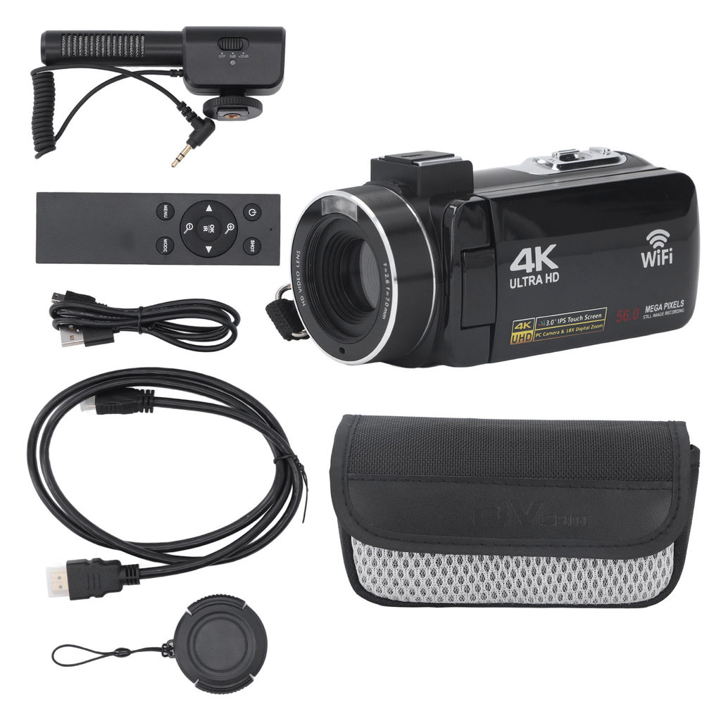 4K Ultra HD Video Camera External Microphone Video Camera Camcorder High Definition for Outdoor