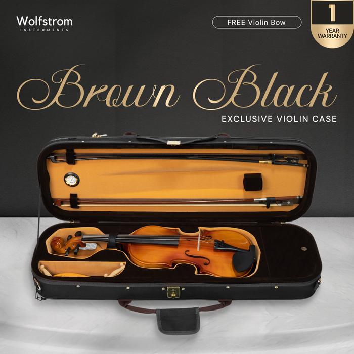 Wolfstrom Exclusive Biola Case Brown Black - Tas Biola Violin 4/4