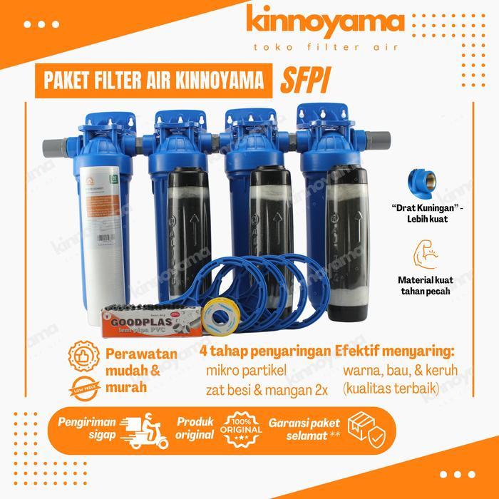 Paket filter air 10" 1 set 4 tahap lengkap / filter air sumur bor / saringan air kuning berbesi