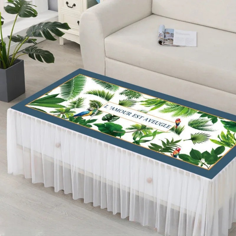 Minimalist Lace All-around Coffee Table Cover Waterproof Oil Proof Washable Coffee Table Set Living