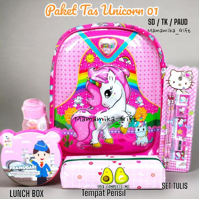 [Voucher] PAKET TAS SEKOLAH UNICORN MIXUE / TAS RANSEL ANAK MK04