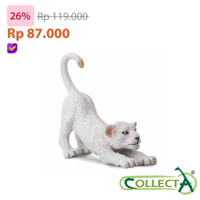 Collecta 88550 - White Lion Cub Stretching - Animal Figure Ready