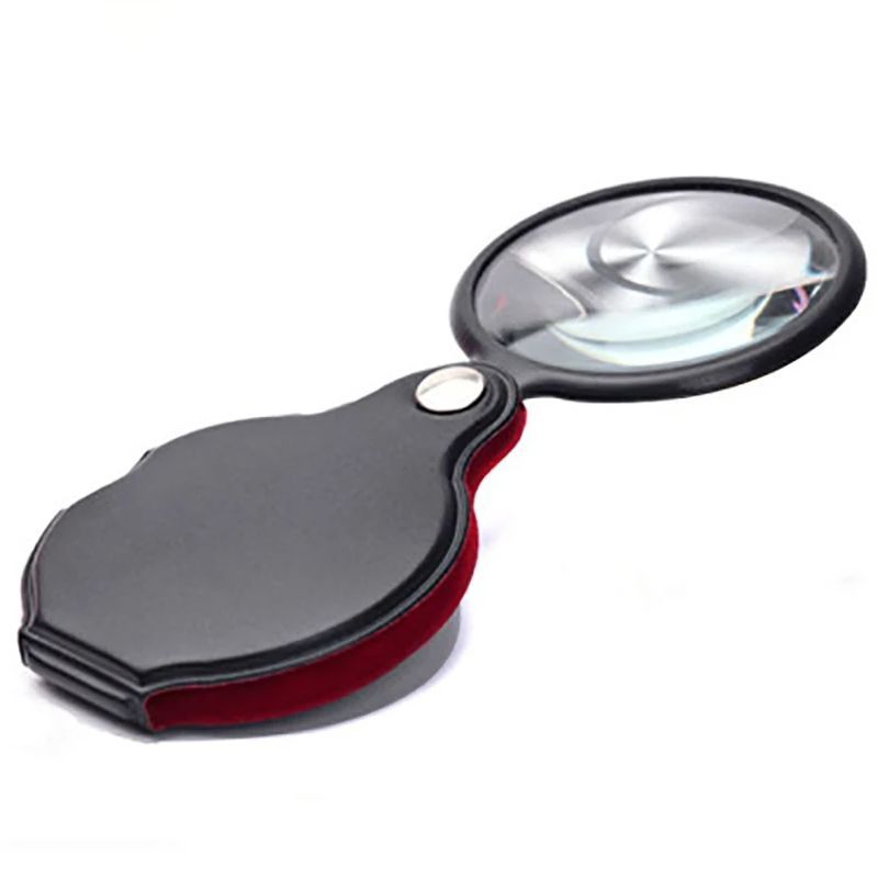 Portable Handheld 8X Magnifier Leather Magnifier Loupe Pocket Magnifying Glass Reading Monocle