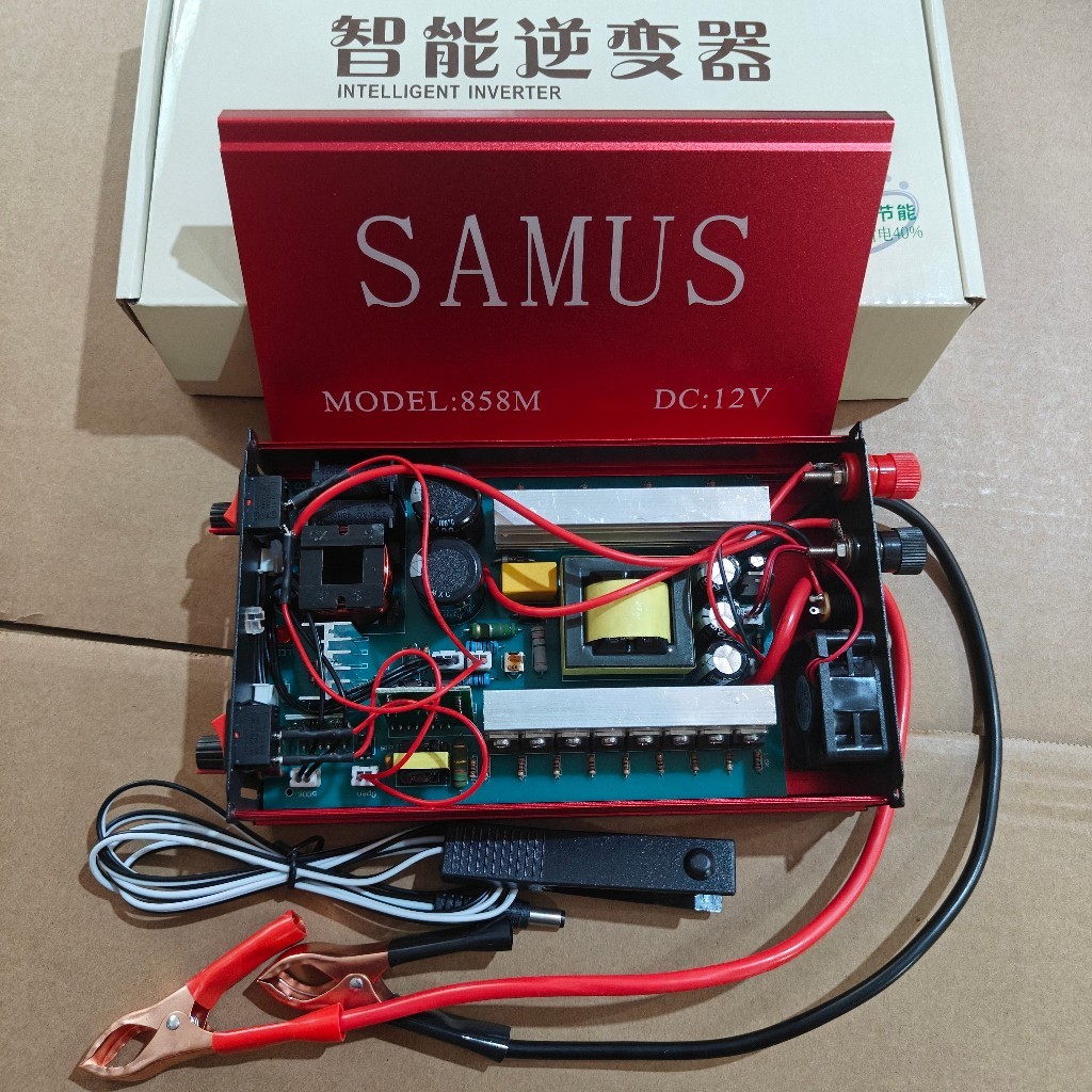 Ready 2025 New SAMUS 858M Inverter Transformator Booster Portabel 16FET DC12V Silikon Tunggal