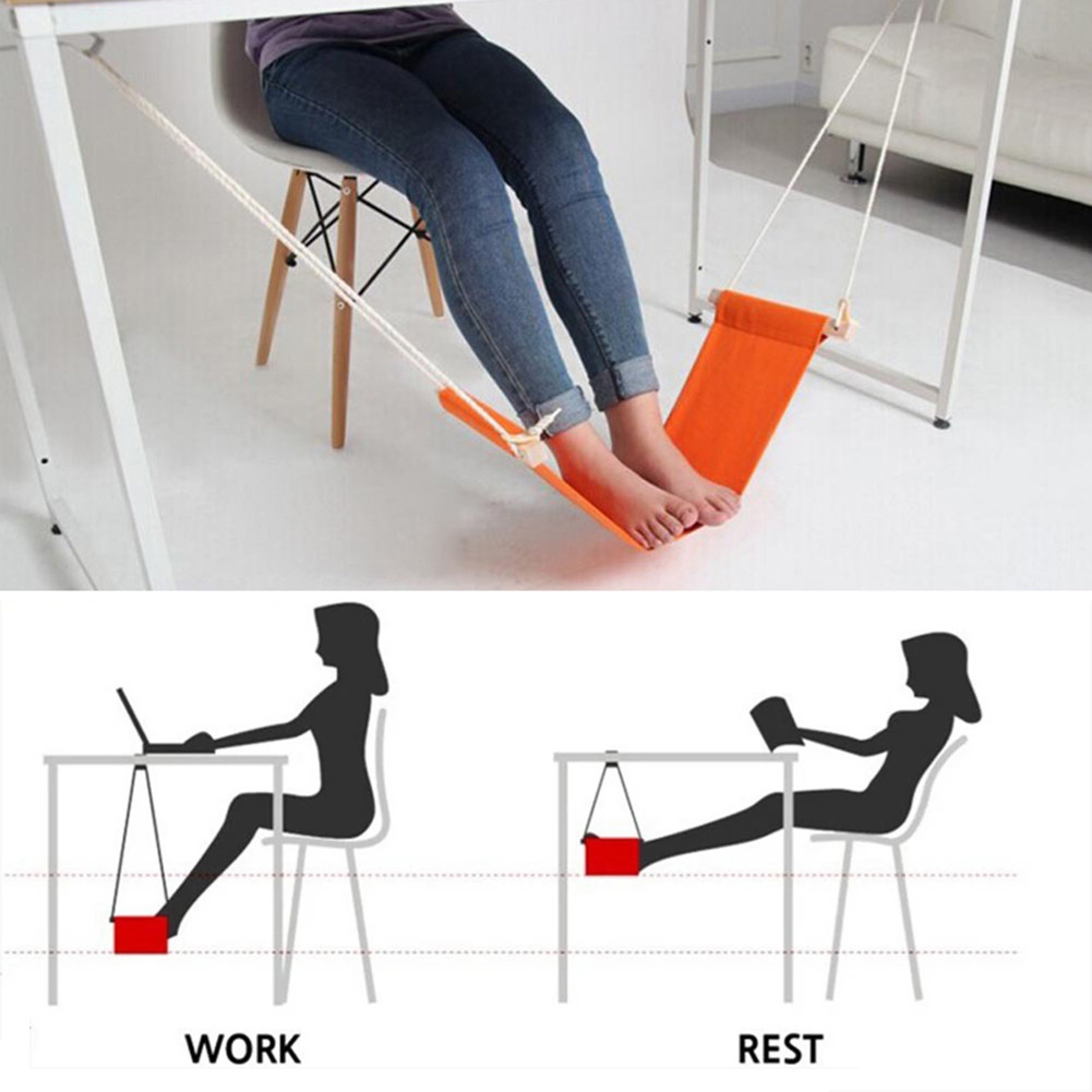 Portable Foot Hammock Polyester Desk Rest Foot Put Adjustable Rest