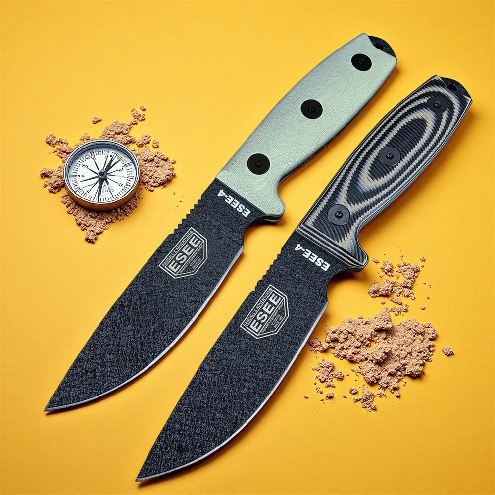 ESEE4 S35VN Tactical Survival Fixed Blade Knife Stonewashed Military Outdoor Tool with G10 Handle