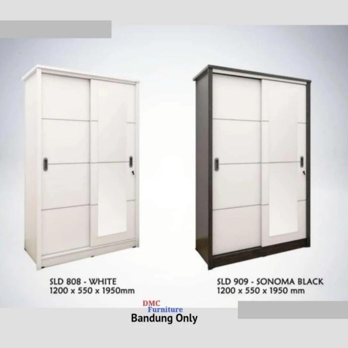 Lemari Baju 2 Pintu Sliding 120 Lemari Pintu Geser Putih Graver