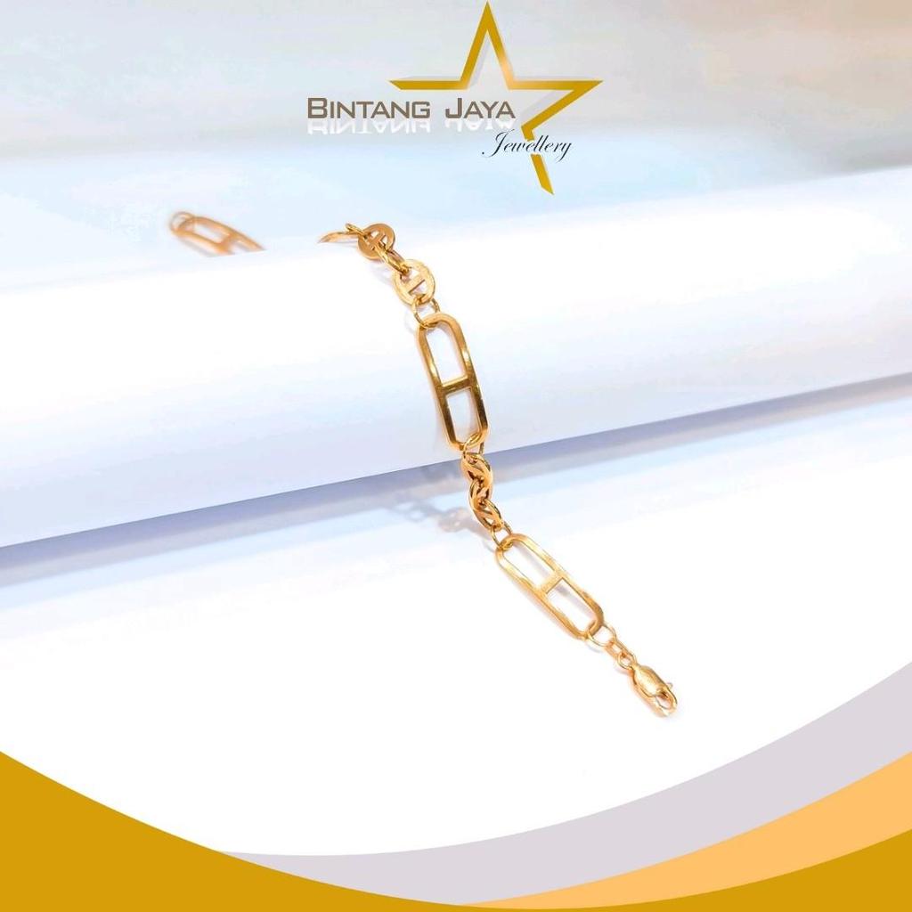 Gelang Emas Asli Rantai Casteli Rosegold (17K) Panjang 17.5CM Berat 5.71gr - Rantai casteli klasik, 