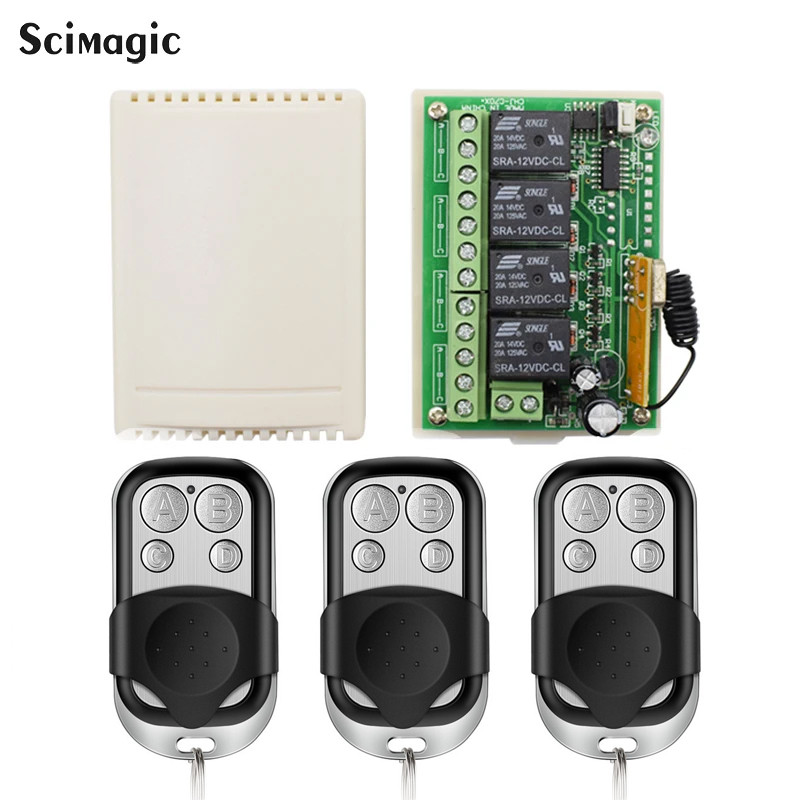 433MHz 12 V 4CH RF Wireless Remote Control Switch System Receiver RF