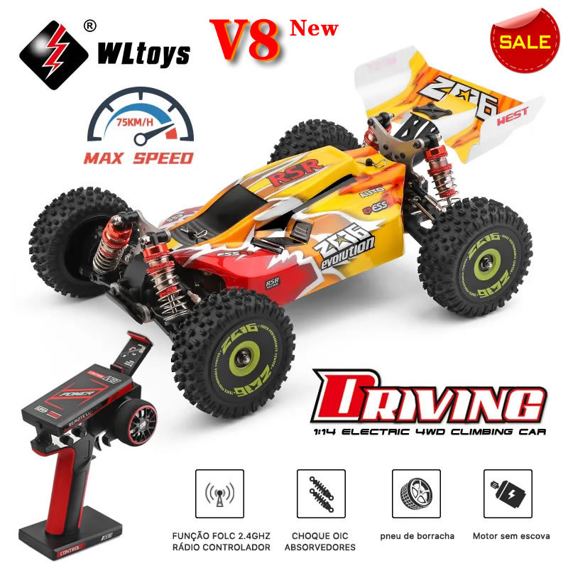 WLtoys 144001 144010 V8 1/14 4WD Remote Control Drift RC Racing Car High Speed Brushless Motor