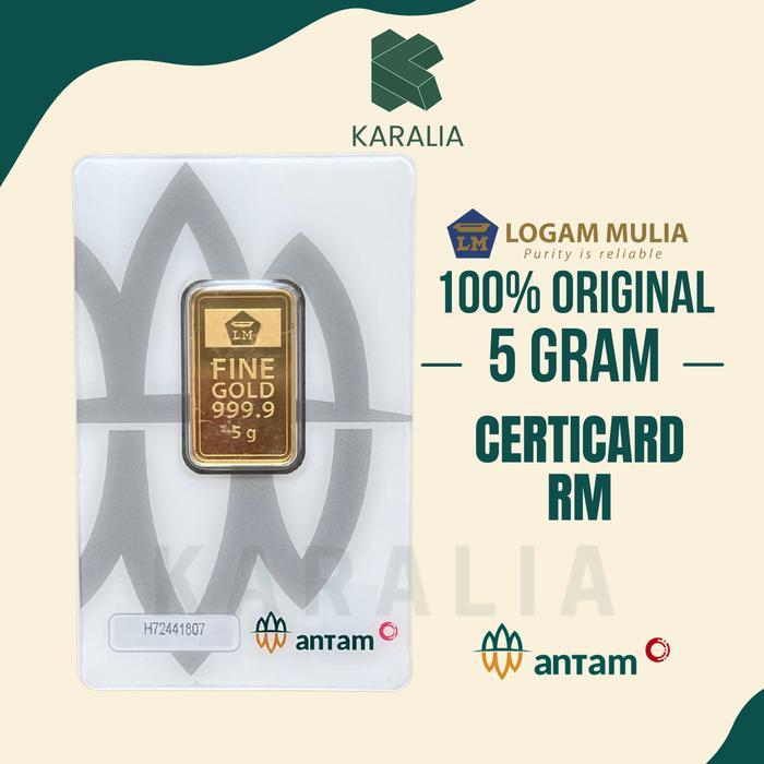 Logam Mulia Antam 5 Gram Emas Antam 5 Gram Emas Logam Mulia Certieye Certicard Rm