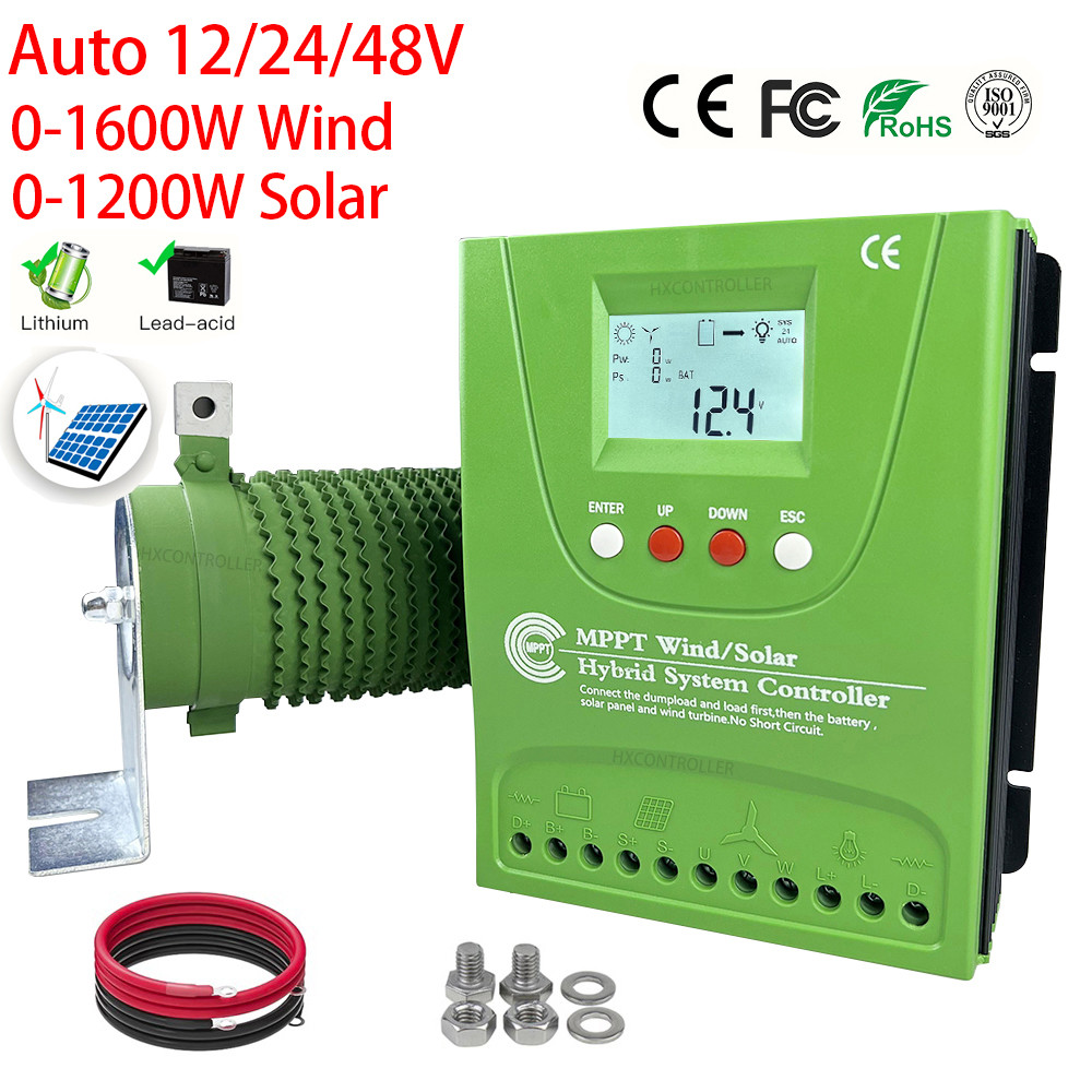 PROMO HARI INI  12V 24V 48V 2000W 2800W MPPT Hybrid Wind Solar Charge Controller Home Solar Wind Sys