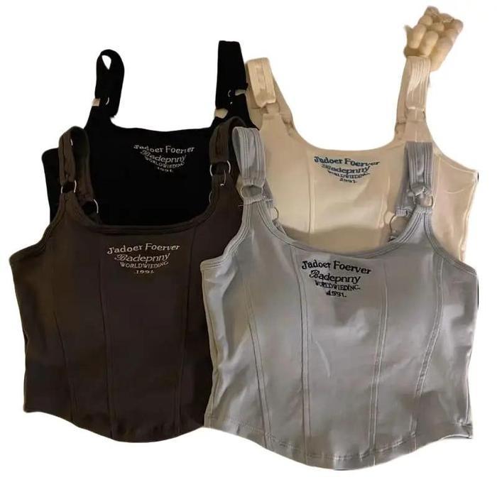 COMFITSTORE UND228 Tank Top Kamisol Atasan Wanita Bahan Adem Melar Katun Panjang Santai tanktop Bra