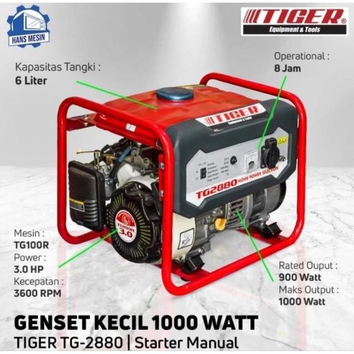 Genset tg 2880 tiger generator lampu 4tak TG2880 TIGER