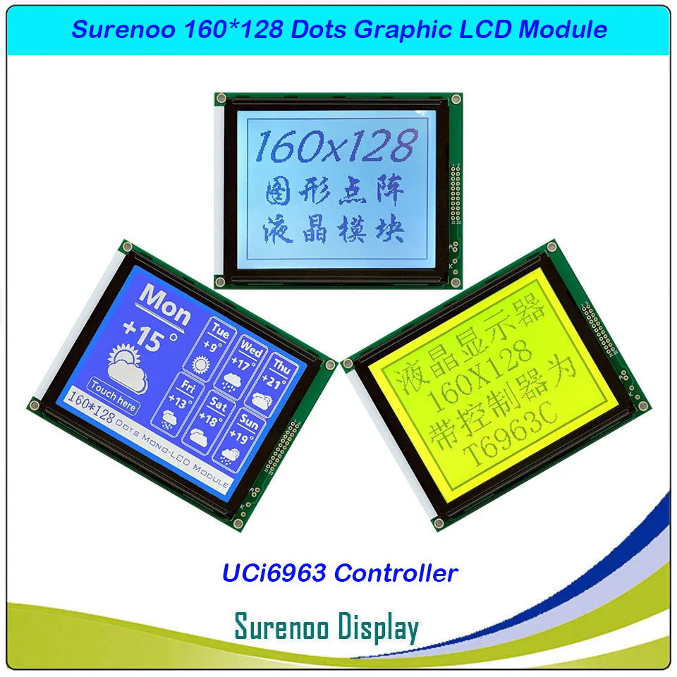 4.7" 160128 160*128 Graphic Matrix Lcd Module Display Screen Build-In T6963C Or Ra6963 Controller