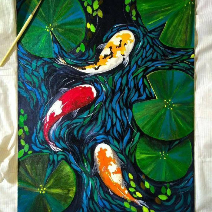 lukisan ikan koi minimalis