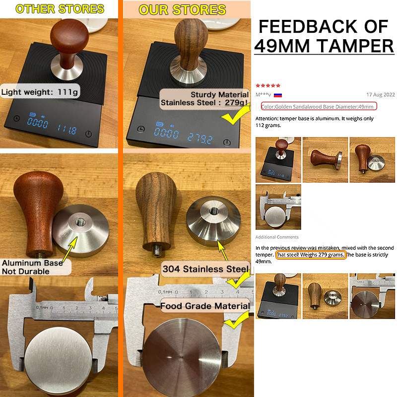 Coffee Tamper 51mm 53mm 58mm For Delonghi Breville Sage Portafilter Stainless Steel Barista Accessor